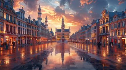 Fototapeta premium Capture the grandeur of Brussels, Belgium created with Generative AI technology