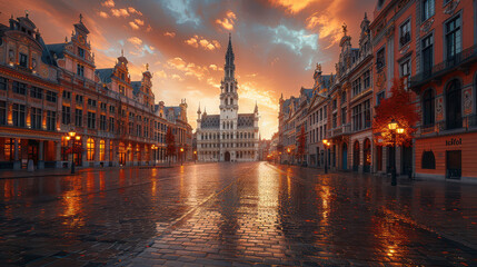 Fototapeta premium Capture the grandeur of Brussels, Belgium created with Generative AI technology