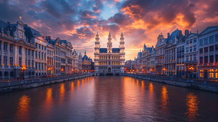Fototapeta premium Capture the grandeur of Brussels, Belgium created with Generative AI technology