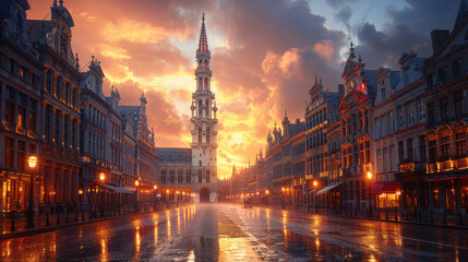 Fototapeta premium Capture the grandeur of Brussels, Belgium created with Generative AI technology