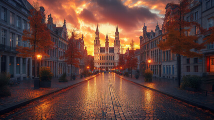 Obraz premium Capture the grandeur of Brussels, Belgium created with Generative AI technology