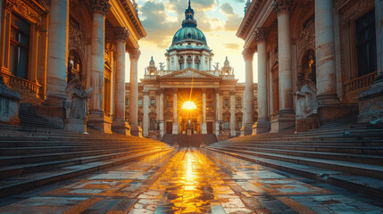 Obraz premium Capture the grandeur of Bucharest, Romania created with Generative AI technology