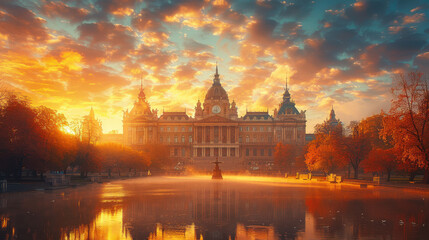 Obraz premium Capture the grandeur of Bucharest, Romania created with Generative AI technology