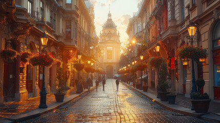 Fototapeta premium Capture the grandeur of Bucharest, Romania created with Generative AI technology
