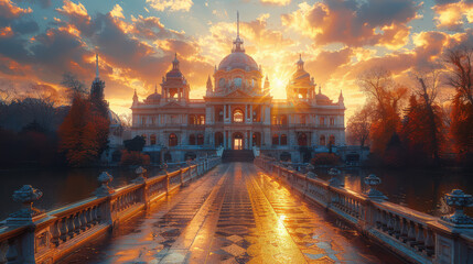 Fototapeta premium Capture the grandeur of Bucharest, Romania created with Generative AI technology
