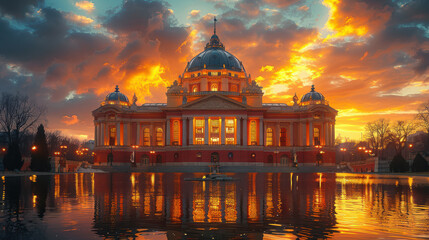 Fototapeta premium Capture the grandeur of Bucharest, Romania created with Generative AI technology