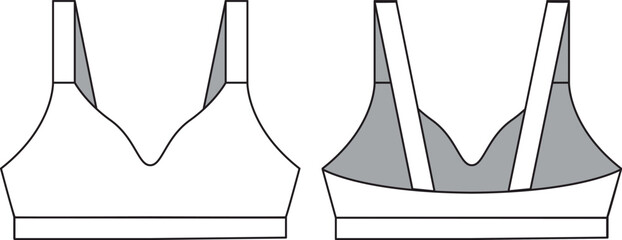 Basic sport bra vector technical drawing