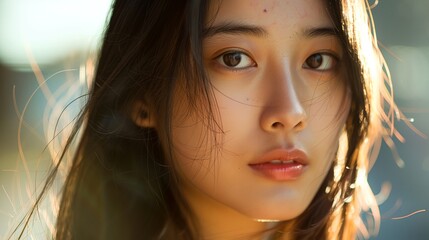 a woman with long hair