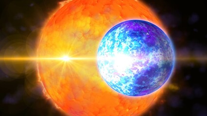 bright planet rotates against the background of the galaxy  © Olga