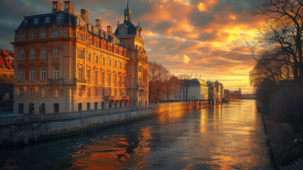 Capture the grandeur of Copenhagen, Denmark created with Generative AI technology