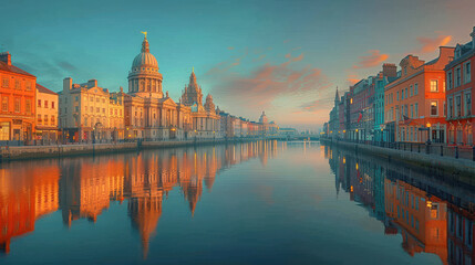 Naklejka premium Capture the grandeur of Dublin, Ireland created with Generative AI technology