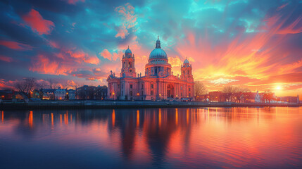 Naklejka premium Capture the grandeur of Dublin, Ireland created with Generative AI technology