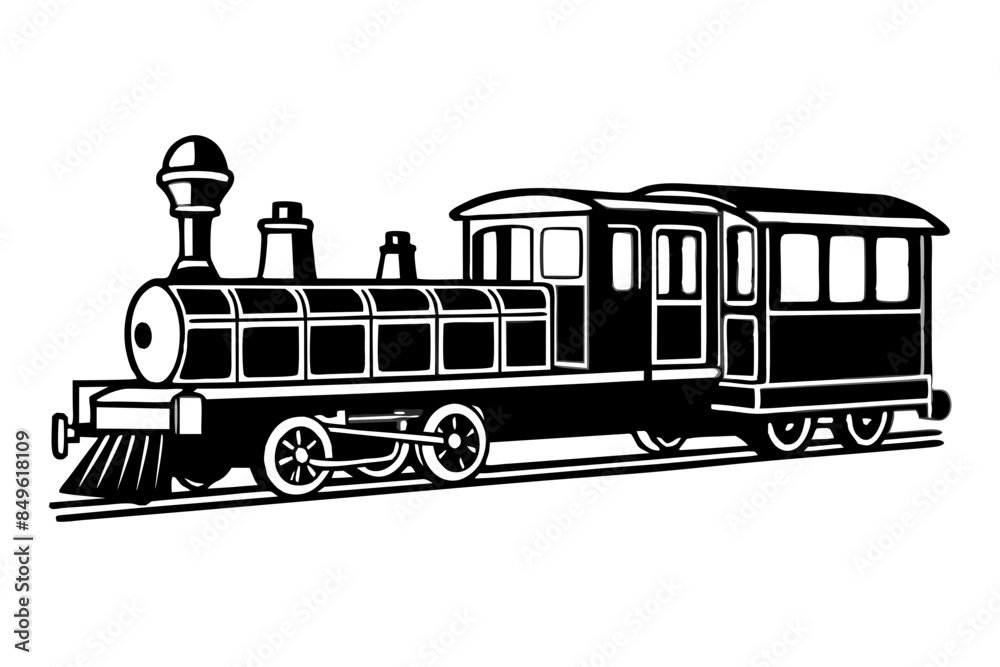 Wall mural train line art vector illustration