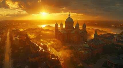 Obraz premium Capture the grandeur of Helsinki, Finland created with Generative AI technology