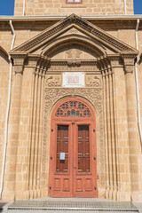 old red door entrance of old church