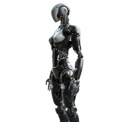 artificial intelligence droid robot isolated on white technology generative ai futuristic