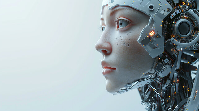 portrait of an artificial intelligence female appearence technology generative ai simulation 4k