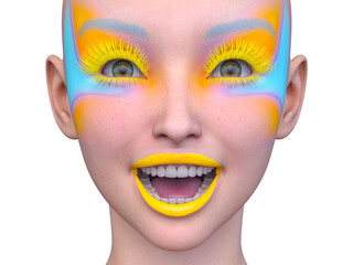 女性の顔アップ　3DCGレンダリング