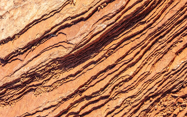 Layered weathered red sandstone rock formations