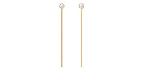 Stunning Long Fashion Tassel Earrings, Gold Chain Dangling Jewelry Vector Illustration.	