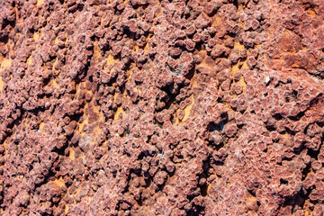 Layered weathered red sandstone rock formations
