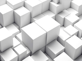3d white cube shapes background vector presentation design