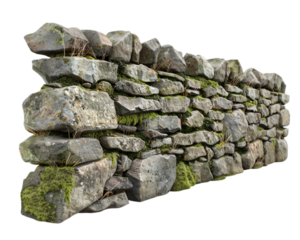 Stone wall for outdoor garden style on White Background