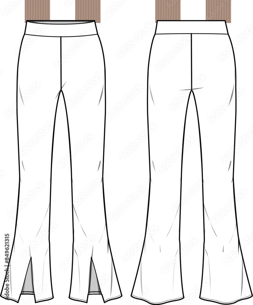 Wall mural basic wide leg slit leggings technical drawing