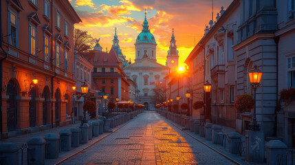 Fototapeta premium Capture the grandeur of Ljubljana, Slovenia created with Generative AI technology