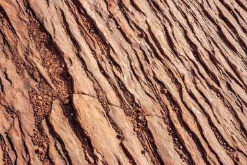 Layered weathered red sandstone rock formations