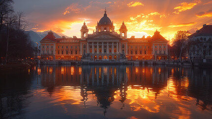 Obraz premium Capture the grandeur of Ljubljana, Slovenia created with Generative AI technology