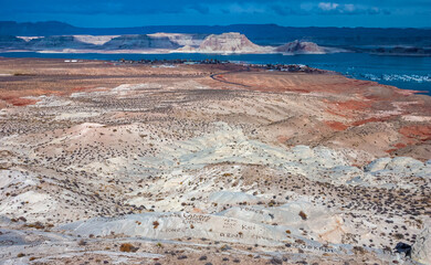 Lake Powell, Scenic view of receding water levels at lake powell