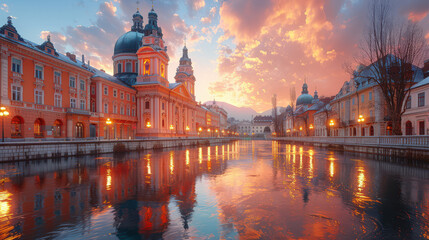 Fototapeta premium Capture the grandeur of Ljubljana, Slovenia created with Generative AI technology
