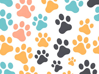 Fototapeta premium Cute animal paw print vector background design