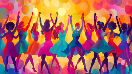 Womens Day Celebration, Diverse group of women celebrating, Empowering and Joyful, Female Unity