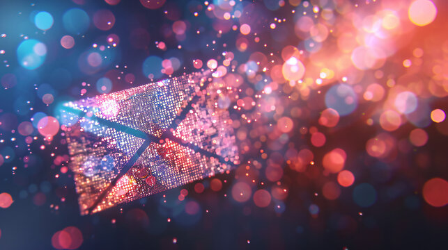 Sparkling, digital envelope is glowing, suggesting a romantic online message