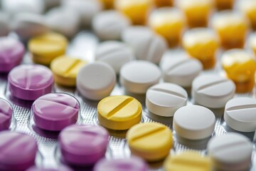 Closeup photo of a bunch of different medicine, pills and drugs