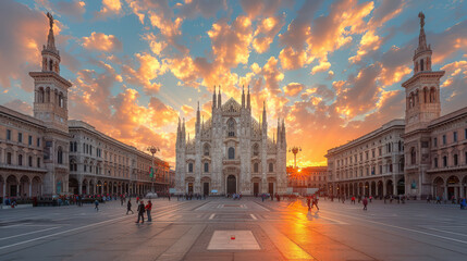 Fototapeta na wymiar Capture the grandeur of Milan, Italy created with Generative AI technology