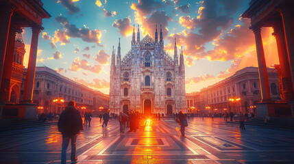 Fototapeta premium Capture the grandeur of Milan, Italy created with Generative AI technology