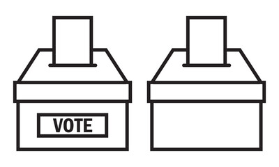 Vote box icon in line. Election box icons set. Outline vote bulletin icon. Voting box in line. Stock vector illustration.