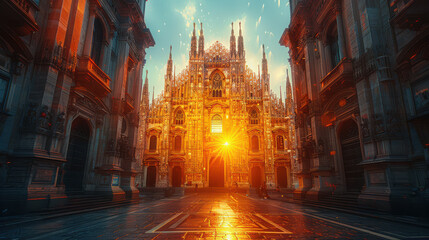 Fototapeta premium Capture the grandeur of Milan, Italy created with Generative AI technology