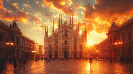 Fototapeta premium Capture the grandeur of Milan, Italy created with Generative AI technology