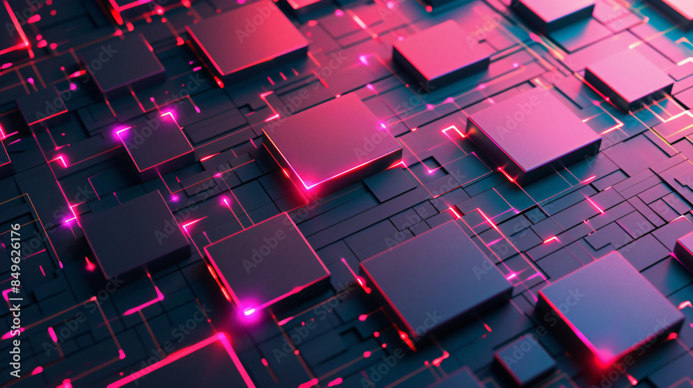 Aufkleber futuristic concept showing a complex network glowing with pink light