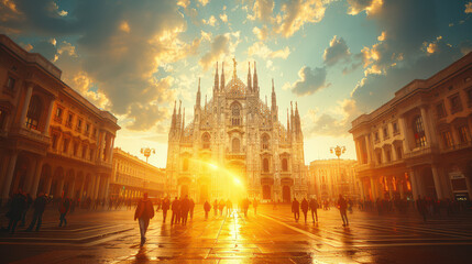 Fototapeta premium Capture the grandeur of Milan, Italy created with Generative AI technology