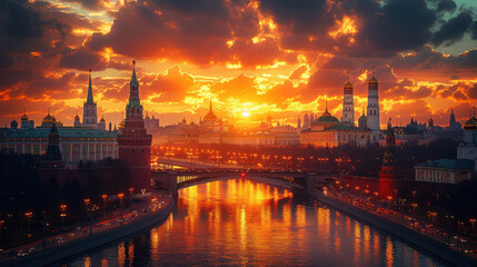 Naklejka premium Capture the grandeur of Moscow, Russia created with Generative AI technology