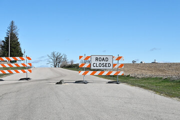 Road Closed Sign in the Country