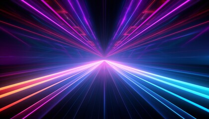 abstract background with blue pink neon rays waves