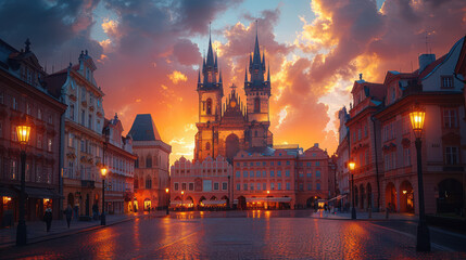 Fototapeta premium Capture the grandeur of Prague, Czech Republic created with Generative AI technology