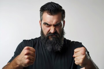 Fototapeta premium A Handsome man with beard with angry gesture over isolate