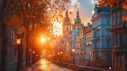 Naklejka premium Capture the grandeur of Prague, Czech Republic created with Generative AI technology